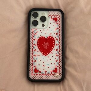 Heart Design iPhone 16 Pro Max Case - Black and Red WildFlower